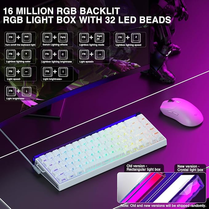 AULA Hero 68 HE 60% Gaming Keyboard Wired, Hall Effect Magnetic Switch Keyboard with 8K Hz Polling Rate, Side Printed PBT Keycaps, RGB Backlit Light Box, Customizable Web Software for PC/Mac Gamers