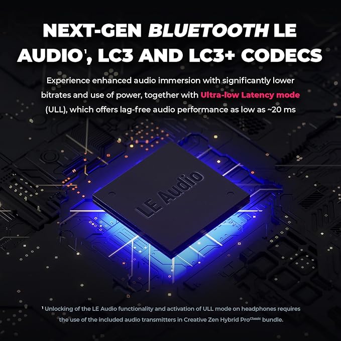 Creative Zen Hybrid Pro Wireless Over-Ear Headphones with LE Audio, with Up to 100 Hours (ANC Off), Hybrid Active Noise Cancellation, Ambient Mode, Powerful Audio, Bluetooth 5.3, Built-in Mic