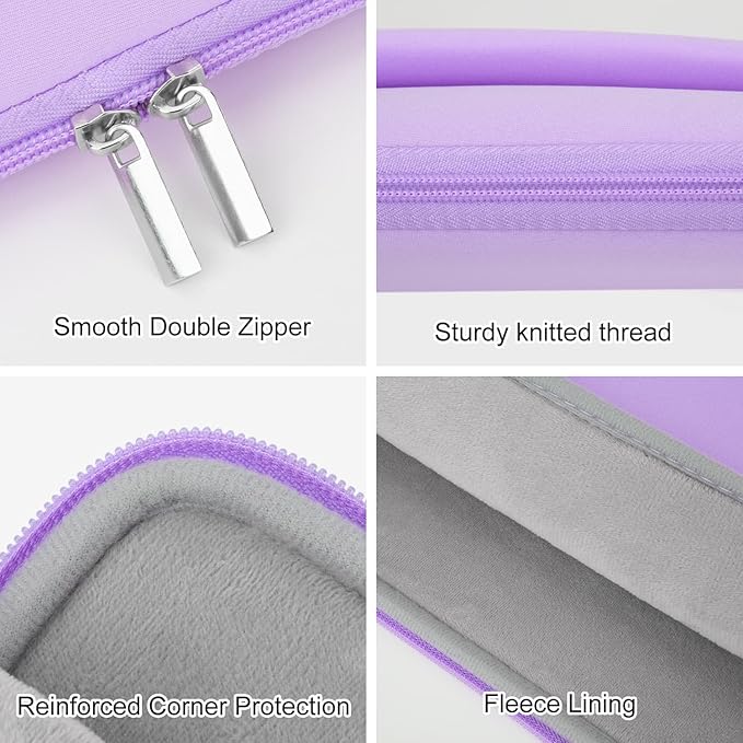 Laptop Sleeve Case with Zipper Accessory Pocket Compatible with 13 to 14 inches MacBook Air/Pro Padded Computer Pouch Cover Shockproof Protective for 13” to 14” Laptop/Chromebook/Tablet,Purple
