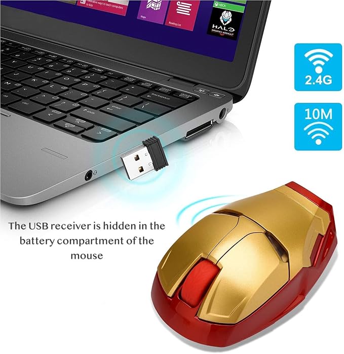 Cool Wireless Mouse, 2.4 G Portable Ergonomic Optical Wireless Mouse with USB Receiver | for Notebook PC Laptop Computer MacBook | with 8G USB Flash Drive | 3 Adjustment Levels