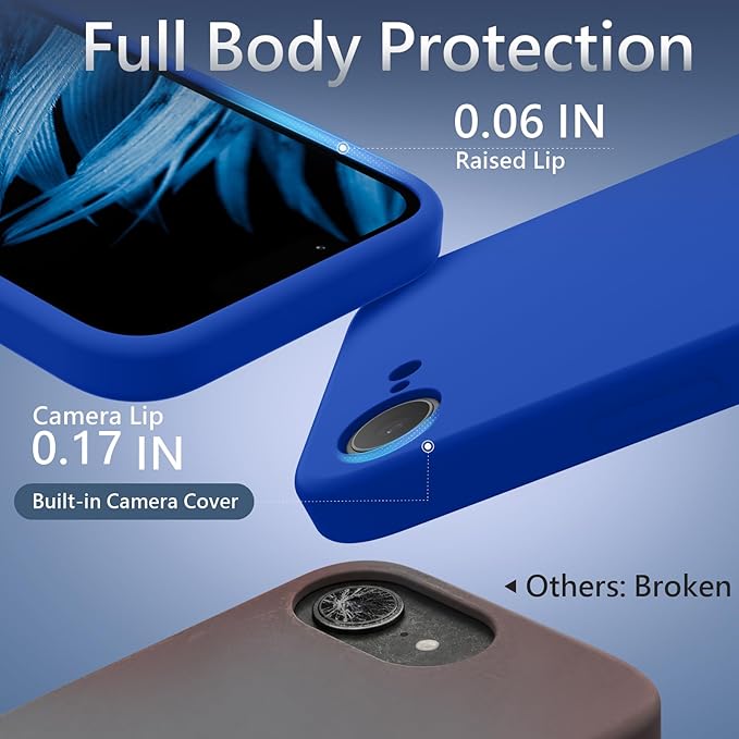 FireNova Magnetic for iPhone 17e Case/iPhone 16e Case, Compatible with MagSafe, [Silicone Camera Protection] Microfiber Lining Phone Case, 6.1", Klein Blue