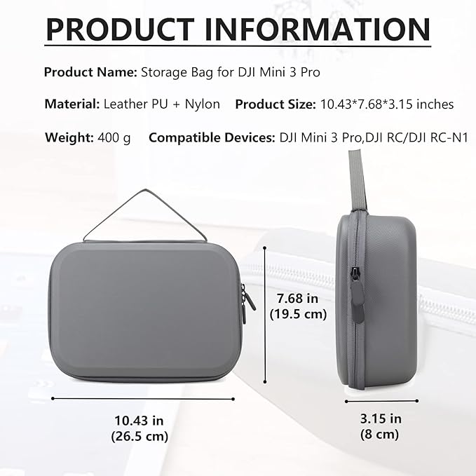 Storage Bag for Mini 3 Pro Drone Case Hard Shell Travel Carrying case Compatible with Mini 3 Pro, DJI RC/DJI RC-N1 and Accessories