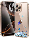 toushion 3 in 1 for iPhone 16 Pro Case Clear, Screen Protector *1 & Camera Lens Protector*1, Print Shockproof for iPhone 16 Pro Phone Case 6.3 inch Floral