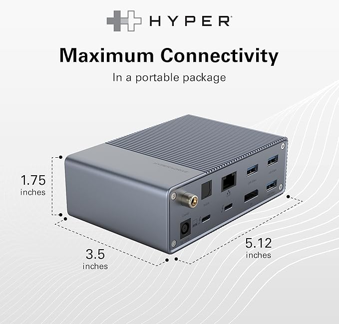 HyperDrive USB-C & Thunderbolt 4 GEN2 14-in-1 Dock for MacBook Pro/Air, iPad, PC - High-Speed Thunderbolt Docking Station - 40Gbps, Gigabit Ethernet, 85W PD