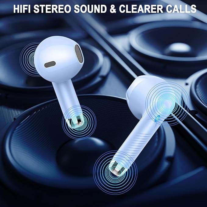 Wireless Earbuds, 2025 Bluetooth Headphones 5.4 HiFi Stereo, in-Ear Ear buds with 4 ENC Noise Cancelling Mics, 40H Playtime Sport Ear Buds with Charging Case, IP7 Waterproof Earphones with LED Display