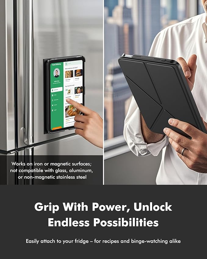 INFILAND Case for iPad mini 7 (A17 Pro) 2024 / iPad mini 6 2021, Magnetic Origami Slim Protective Case, Book-Style Foldable Cover with Pencil Holder, Multi-Angle Stand, Auto Wake/Sleep, Black