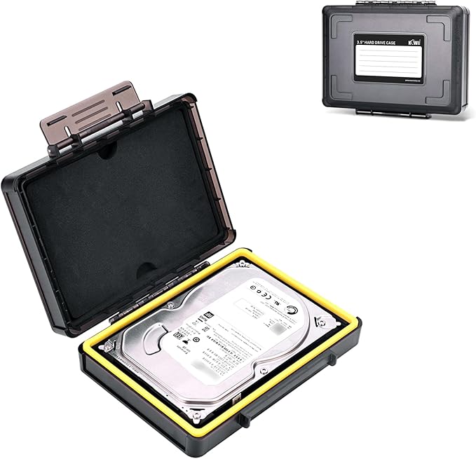 Hard Drive Case 3.5 inch External Hard Drive Portable Carrying Case, Water-Resistant and Shockproof HDD SSD Storage Case Bag with Stackable Design