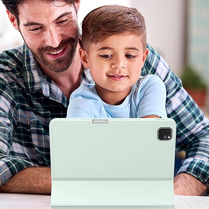 ZryXal New iPad Pro 13 Inch Case (M5) 2025 / (M4) 2024 with Pencil Holder, Smart iPad Case [Support Pencil Pro and Pencil (USB-C)], Support Touch ID and Auto Wake/Sleep (Pale Green)