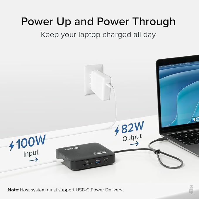Plugable 7-in-1 USB-C DisplayLink Dock – Dual 4K 60Hz HDMI, USB-C & USB-A (10Gbps), SD Card, Gigabit Ethernet, 100W PD Charging – Compatible with macOS & Windows, MacBook Dual Monitor Support