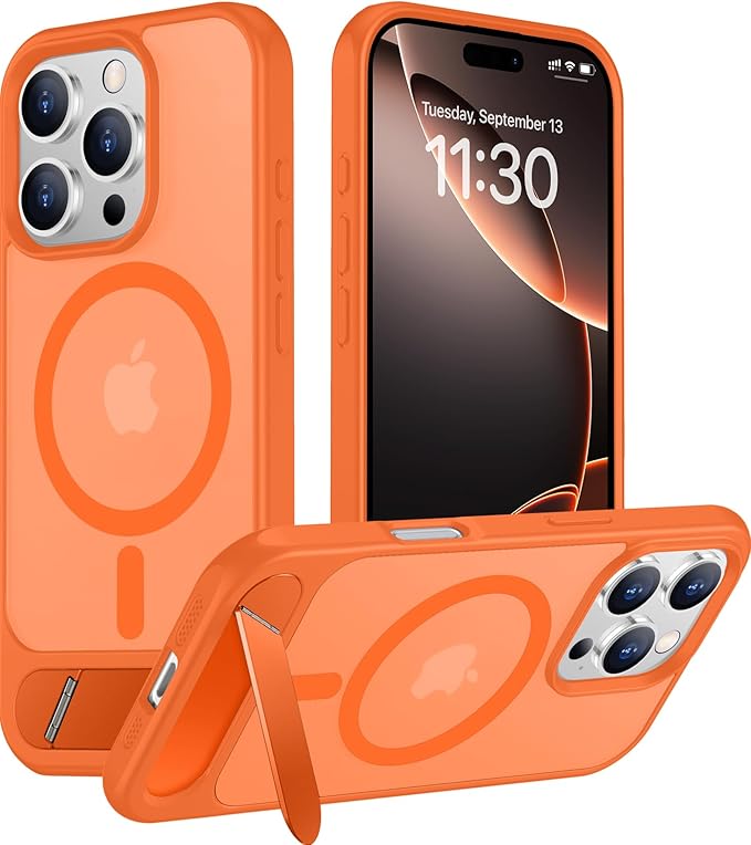 Magnetic Compatible with iPhone 16 Pro Max Case, [Built-in Invisible Kickstand][Compatible with MagSafe][Military Grade Shockproof] Slim Translucent Matte Phone Case for iPhone 16 Pro Max 6.9"