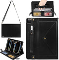Handbag Case for iPad Pro 11-inch M5 M4 (2025/2024) - Techcircle Folio Stand iPad Crossbody Wallet Case with Pencil Holder, Hand Strap+Shoulder Strap Protective Cover, Black