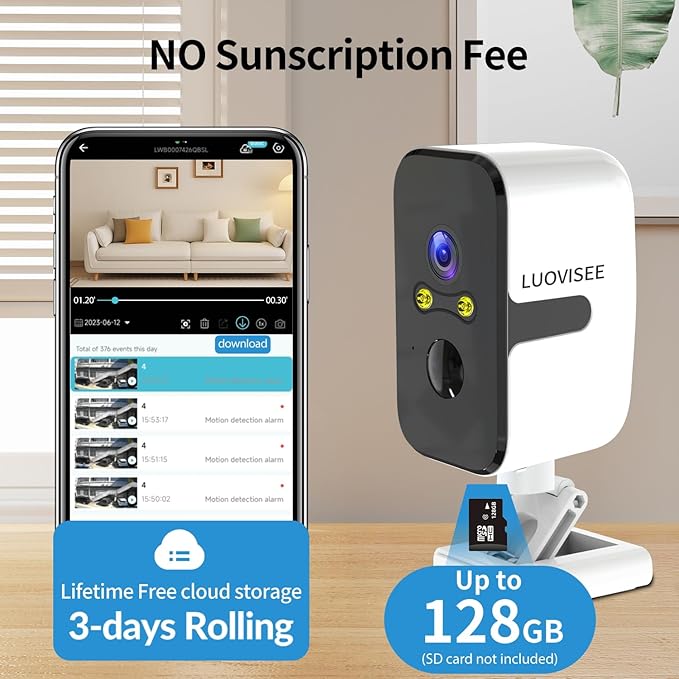 Luovisee Security Cameras Wireless Outdoor, 2.4G/5G WiFi Magnetic Battery Powered Indoor Cameras for Home Security with Motion Detection,Spotlight Color Night Vision,PIR Siren,SD/Cloud Storage