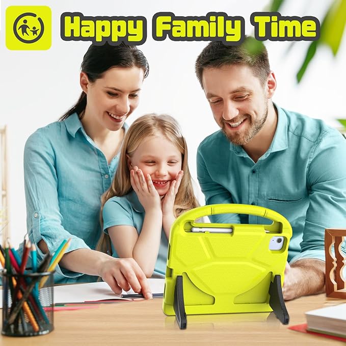 YIHE Kids Case for iPad (A16) 11th Generation 11 Inch 2025 & iPad 10th Generation 10.9 inch 2022, with Built-in Screen Protector and Stable Stand, Full Body Shockproof Protective Cover - Light Yellow