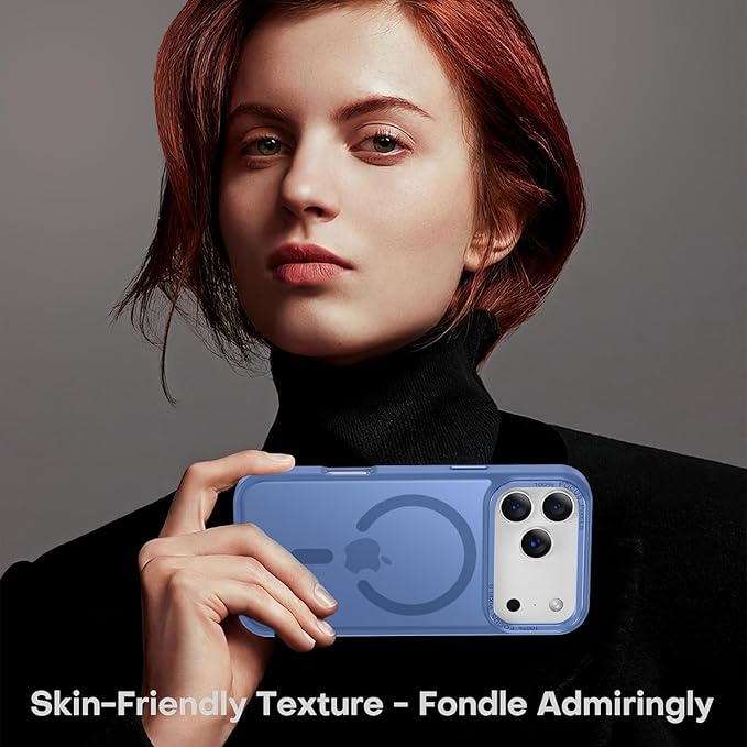 Newfuture Magnetic for iPhone 17 Pro Max Case [Compatible with Magsafe] [Military Grade Drop Protection] Translucent Matte Anti-Scratch Shockproof Protective Phone Cover 6.9 Inch, Light Blue