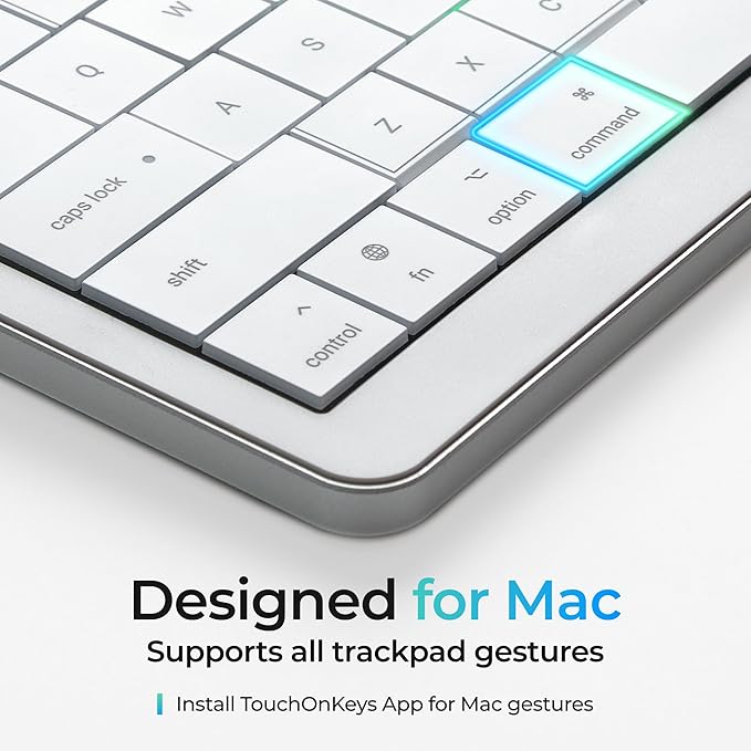 CLVX 1 Mac | Touch On Keys & Gestures AI Keyboard | Bluetooth & USB-C | Low Profile Silent Scissor Keys | Interactive RGB | Aluminum Chassis | Compatible with Mac/iPad/AppleTV/VisionPro