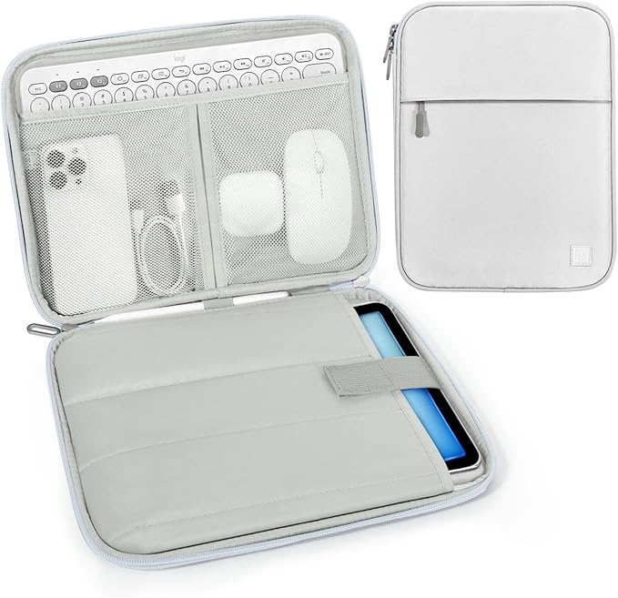 Dadanism 9-11 Inch Tablet Sleeve Padded Carrying Case for iPad (A16) 11th Gen 11", iPad 10th Gen 10.9", iPad Air M4/Pro M5 11", iPad Air 5/4, iPad 9/8/7th Gen, Galaxy Tab A11+ Plus 11", Gray + White