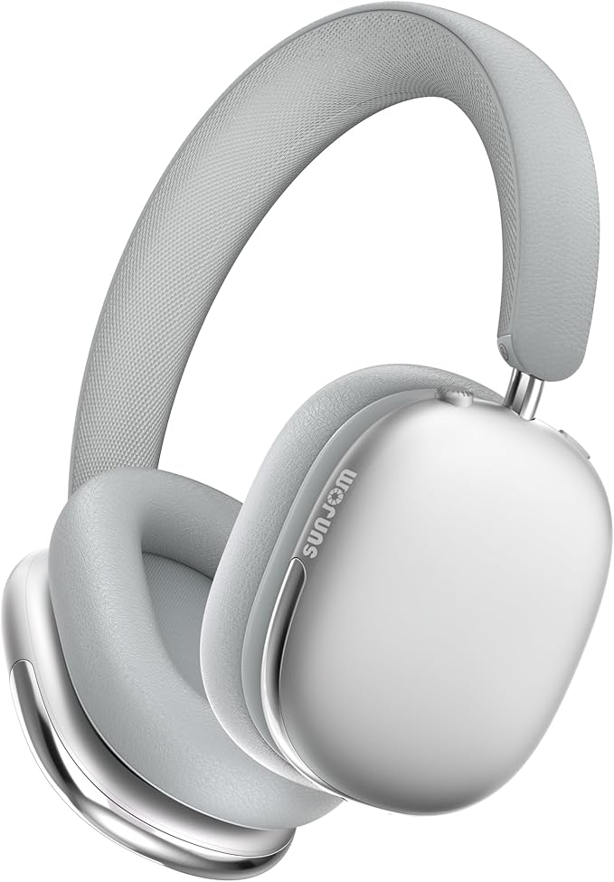 Freepods Over-Ear Bluetooth Headphones with Mic,120 Hour Playtime Active Noise Cancelling,Hi-Res Audio,Wireless ANC Headset, Android Compatible - Silver