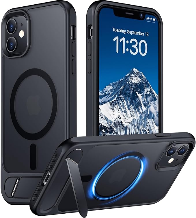 Magnetic Compatible with iPhone 11 Phone Case, [Built-in Invisible Kickstand][Compatible with MagSafe] [Military Grade Shockproof] Slim Translucent Matte Phone Case for iPhone 11 6.1"