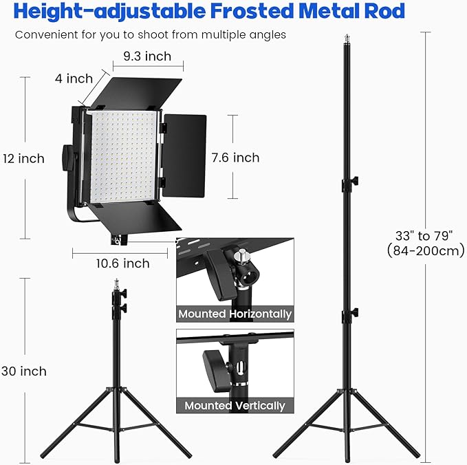 Photography Video Continuous Output Lighting Kit, 2Pack Upgraded Bi-Color LED Video Studio Lights Aluminum Alloy 2500k~8500k with Remote for Camera Photo Recording Filming Stage Shooting