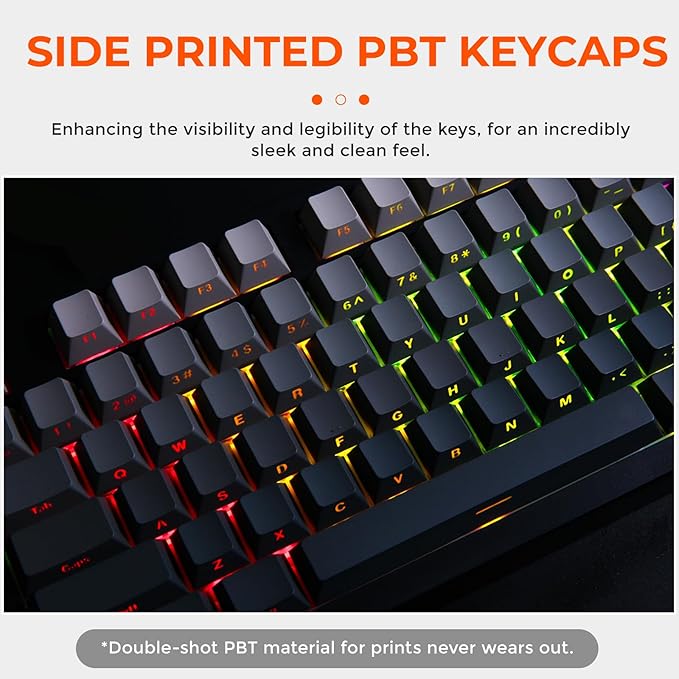 DAREU EK75PRO Wireless Mechanical Keyboard,75% Hot Swap Creamy Gaming Keyboard with Knob,RGB Backlit,Gasket Custom Structure,Side Printed PBT Keycaps,2.4Ghz/BT5.1/USB-C, for Win/MAC