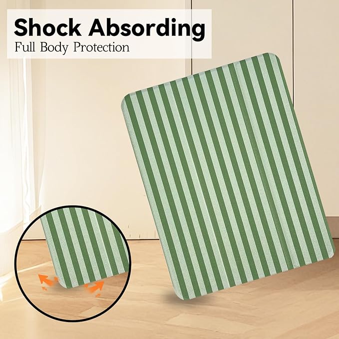 Lovmooful Compatible for iPad Air 6th 11-inch M2 (2024),iPad Air 5/4 (2022/2020 5th/4th Generation 10.9-Inch) Case with Pencil Holder Cute Striped Design Soft TPU Trifold Stand Protective-Dark Green