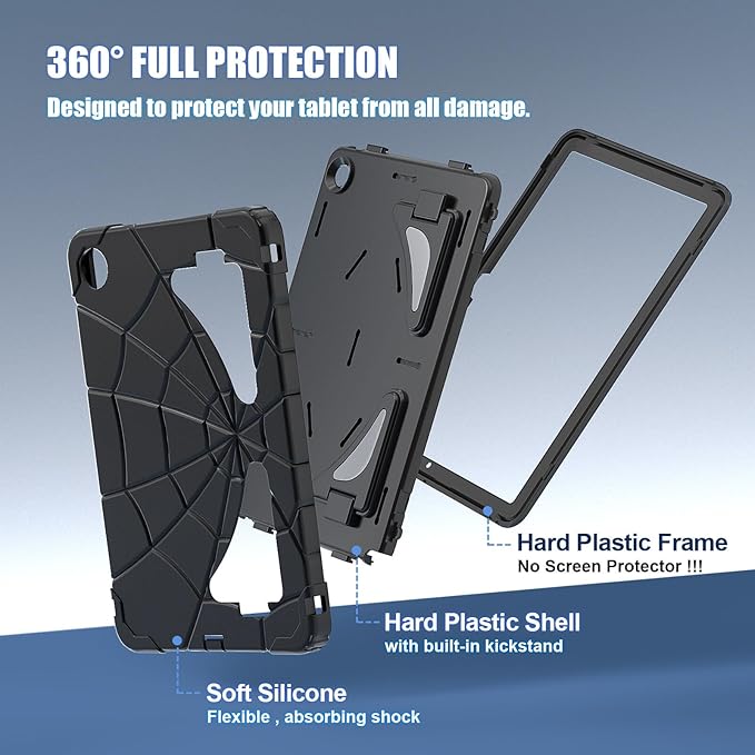 AKABEILA Compatible with Samsung Galaxy Tab A9 Plus 11 inch (SM-X216B)(2023) Tablet Case，Lightweight Shockproof Rugged Protective Cover with Kickstand for Kids Children Boys Babies Black