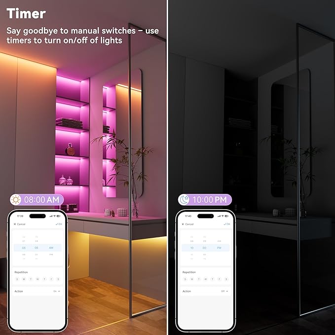MIWISE RGB COB LED Strip Light, UL-Listed Music Sync Color Changing Dimmable Super Bright LED Lights, Multicolor Flexible Tape Light with RF Remote/App Control, for Bedroom, Party DIY Decor, 16.4ft