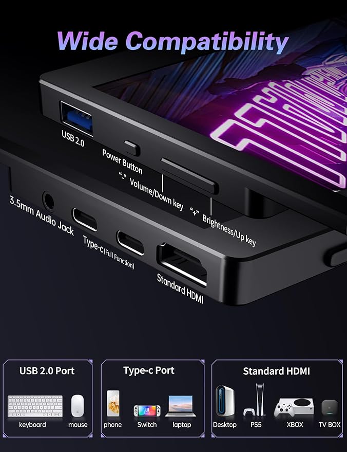 CAPERAVE Portable Monitor 17.3" 144Hz, FHD 100% sRGB HDR Portable Gaming Monitor, Travel Monitor with Kickstand & Speakers, USB-C HDMI External Screen for Laptop Mac Xbox Switch PS5/4