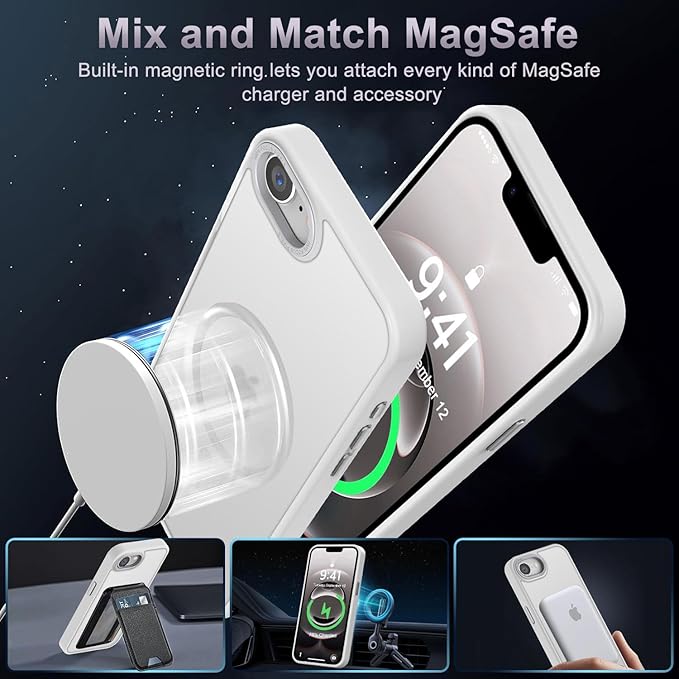 Newfuture Designed for iPhone 17e Case & iPhone 16e Case with Magnetic [13 FT Military Drop Protection] [Compatible with Magsafe] Translucent Shockproof with Anti-Fingerprint Phone Case, Frosted White