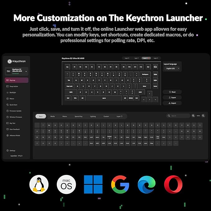 Keychron Q1 Ultra 8K 75% Wireless Mechanical Keyboard, Aluminum Hot-Swappable RGB, Brown Switch, 82 Keys, 600h Battery Life, 2.4GHz/Bluetooth/Wired, ZMK Programmable, Mac Windows Linux – White