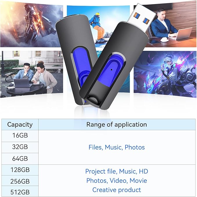 JUANWE 512GB USB Flash Drive, Thumb Drive 130MB/S High Capacity, USB 3.0 Jump Drive USB Drive Flashdrive for Computers