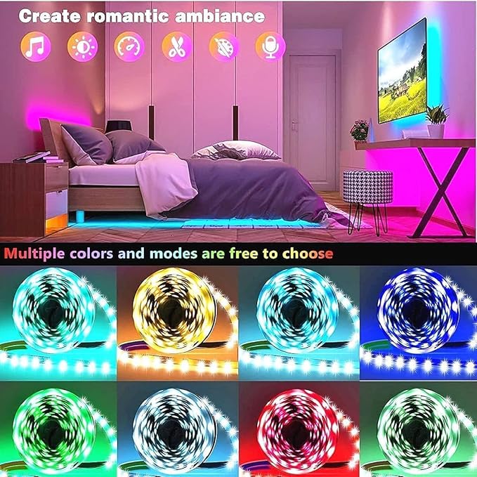Tenmiro 50ft Led Strip Lights, Tenmiro Smart Led Lights Strip Music Sync Color Changing Lights App Control and 23keys Remote, Led Lights for Bedroom Party Home Decoration