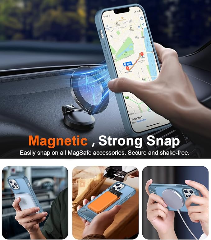 Magnetic Compatible with iPhone 12 Pro Max Case, [Built-in Invisible Kickstand][Compatible with MagSafe][Military Grade Shockproof] Slim Translucent Matte Phone Case for iPhone 12 Pro Max 6.7"