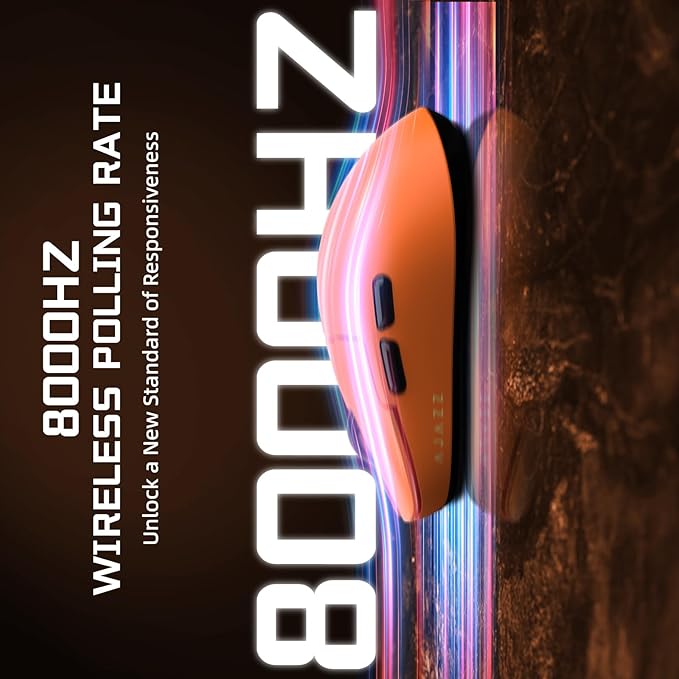 Yindiao AJAZZ AJ159 APEX Wireless Gaming Mouse with Magnetic Charging Base, 56g Lightweight BT/2.4G/USB-C Wired Mouse, PAW3950APEX 42K DPI Optical Sensor, Programmable Buttons for PC/Mac/Win(Orange)