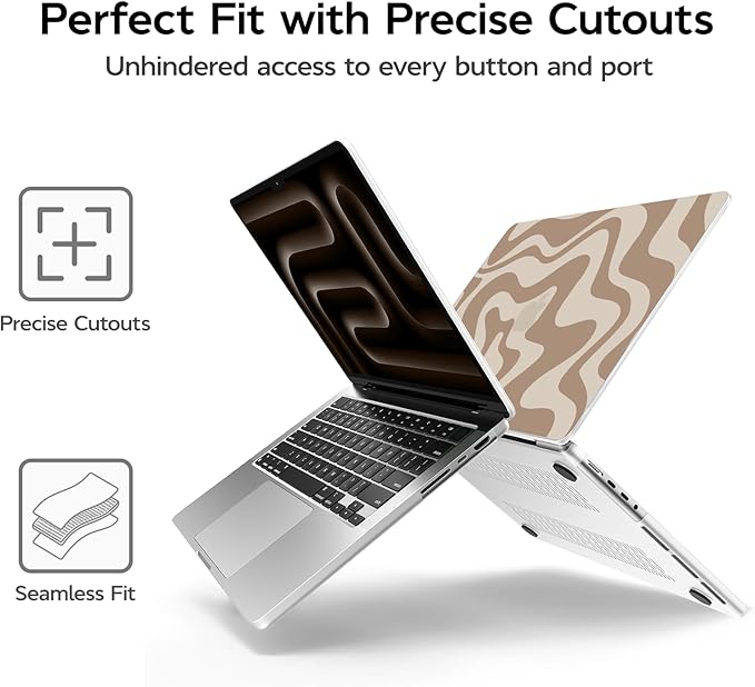 Anban Compatible with MacBook Pro 14 inch Case 2026-2021 M5 M4 M3 M2 M1 A3426 A3427 A3434 A3112 A3185 A3401 A2918 A2992 A2779 A2442, Plastic Hard Shell+Keyboard Cover+Screen Protector, Brown Wave