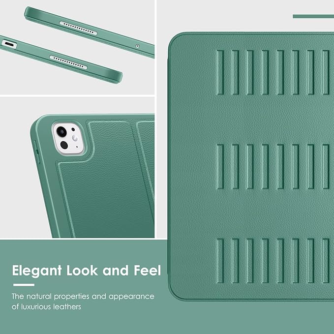 VIKESI Case for iPad iPad Pro 13-inch M5 or M4 Released in 2025 or 2024,Multiple Angles Magnetic Stand Cover,Shockproof Soft Back,Pencil Holder,and Auto Sleep/Wake,Green