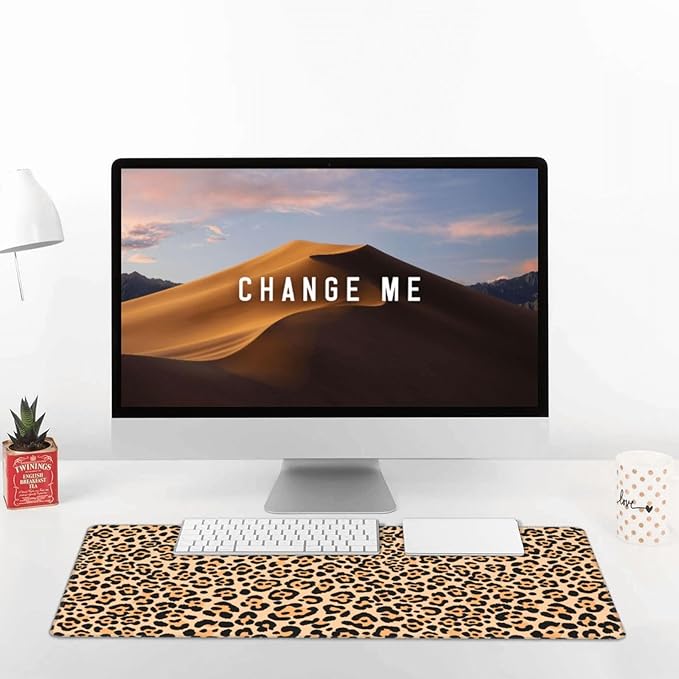 Cheetah Leopard Animal Print Large Extended Mouse Pads XL Mousepad with Stitched Edges Non-Slip Rubber Base Computer Keyboard Pad Desk Mat for Home Office Desk Decor, 29.5" X 15.8"