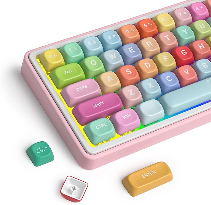 Guffercty kred MOA Profile Keycaps Set 134 PCS,PBT Cute Keycaps Compatible with Cherry MX Switch 60% 65% 75% 100% Mechanical Keyboards for Gaming & Office (MOA-Candy Bears)