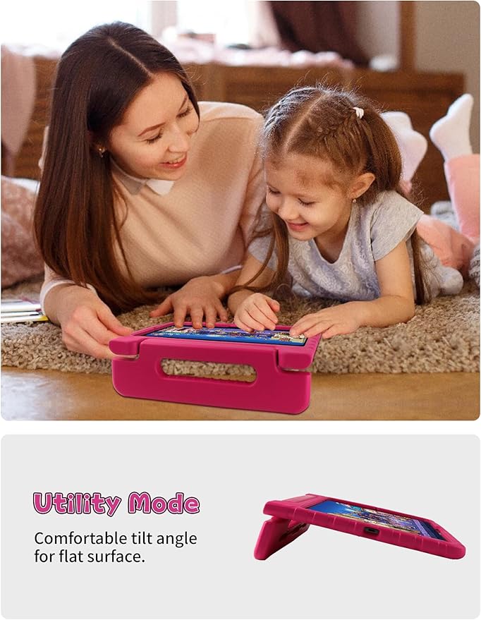 for iPad Pro 13 inch Case 2024 with Pencil Holder and Anti-Slip Hand Stand, Super Protection Rugged EVA Shockproof Kids Cover Compatible with iPad Pro 13-inch (M4)-Rose Red
