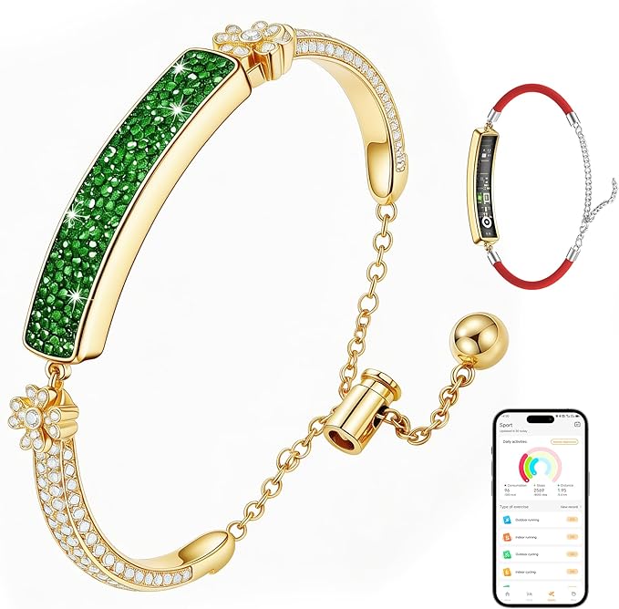 Smart Bracelet for Women, Stylish Jewelry Fitness Tracker with Heart Rate & Sleep Monitor, Waterproof Activity Tracker Watch with App for iOS & Android