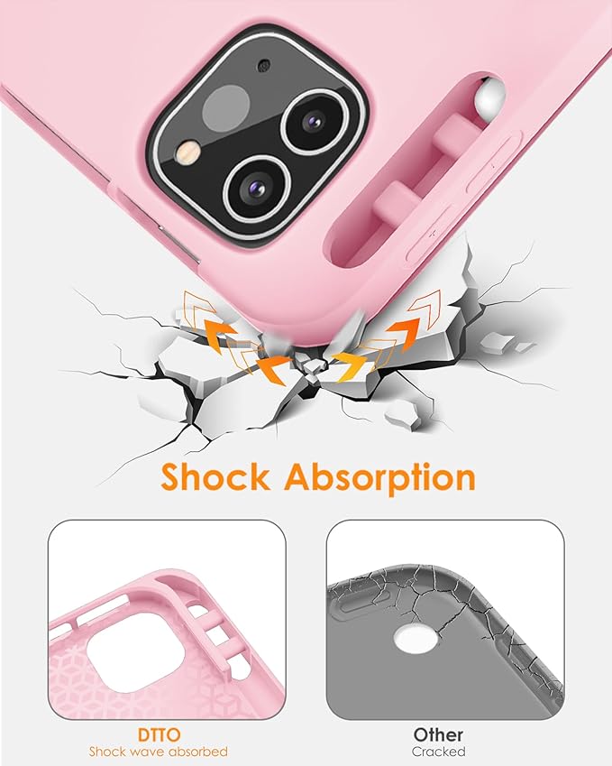 DTTO for iPad Pro 11 inch 4th/3rd/2nd/1st Generation 2022/2021/2020/2018 Case, Smart Slim Trifold Stand Soft TPU Back Cover with Built-in Pencil Holder, Also Fit iPad Air 5/4,Pink
