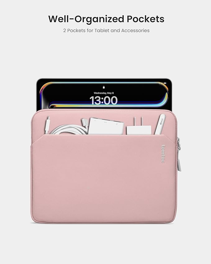tomtoc 13 Inch iPad Case Tablet Sleeve for 2026 13 Inch iPad Air M4, M3&M2, iPad Pro M5/M4, 12.9-in iPad Pro M2&M1 with Magic Keyboard and Smart Keyboard Folio, Additional Accessories Pocket