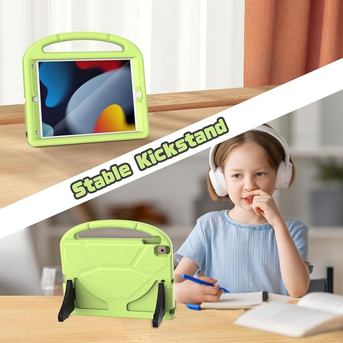YIHE Kids Case for iPad 9th/8th/7th Generation, iPad Pro 10.5 & Air 3, Shockproof Protective Cover with Handle Stand & Screen Protector for 10.2/10.5 Inch iPads, Light Green