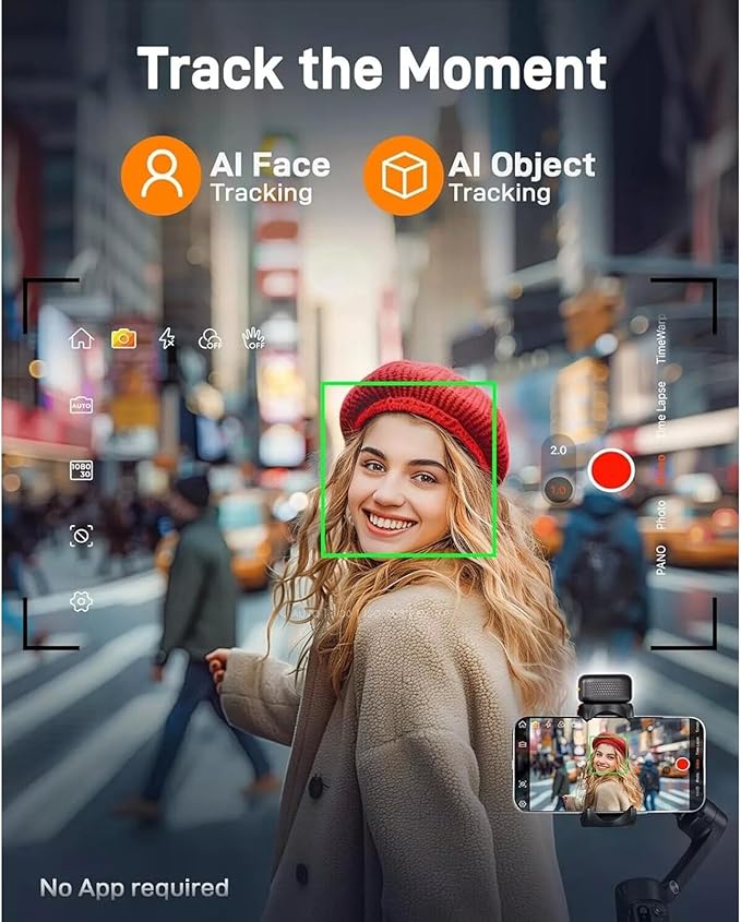 Hohem iSteady V3 Gimbal Stabilizer, Magnetic AI Tracking, Removable Remote, 3-Axis Smartphone Gimbal with Built-in Telescopic Rod and Tripod, Perfect for Content Creators (White)