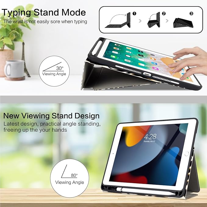 Vimorco for iPad 6th/5th Generation Case 2018/2017, for iPad Air 2/Air Case 2014/2013, for iPad Cases 6th/5th Gen 9.7-inch Pencil Holder/4 Viewing Stands/Typing Stand/Slim,Leopard Zebra