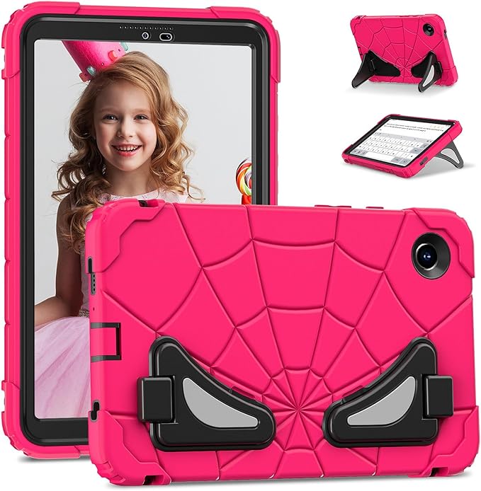 AKABEILA Compatible with Samsung Galaxy Tab A9 8.7 inch(SM-X115N)(2023) Tablet Case，Lightweight Shockproof Rugged Protective Cover with Kickstand for Kids Children Boys Babies Strawberry Black