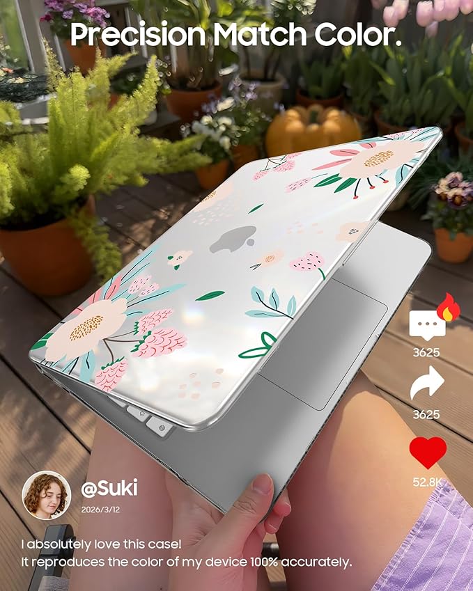 Fintie Case for MacBook Neo 13 Inch A3404 (2026 Release) - Protective Ultra-Thin High Transparency Snap On Hard Shell Cover for MacBook Neo 13" with A18 Pro Chip (Crystal Camellia)