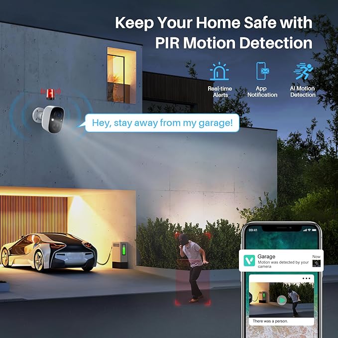 MaxiViz Security Cameras Wireless Outdoor (4 Pack), Battery Powered Cameras for Home Security with AI Motion Detection, 2K Color Night Vision, 2-Way Talk, IP66 Weatherproof, SD/Cloud Storage