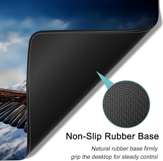 Large Mouse Pad, 31.5 x 11.8in Extended Gaming Mouse Pad with Stitched Edges, XXL Mousepad Protector Non Slip Rubber Base for Office and Home Writing Mat, Eagles in The Sky Pattern Desk Mat