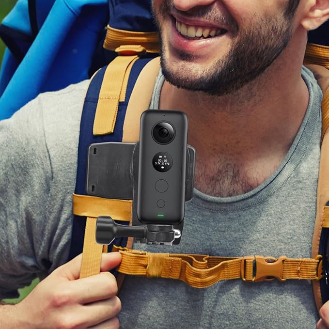 Anti-Slide 360° Rotary Action Cam Sports Camera Quick Clip Backpack Strap Mount Clamp Holder for GoPro DJI OSMO Travel Vlogging